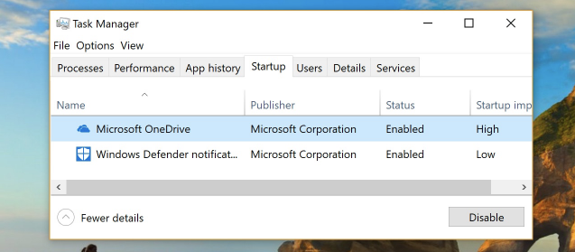 Disable OneDrive from Startup