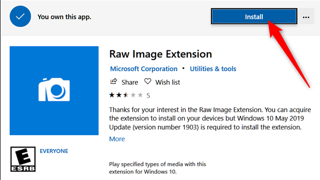 Windows 10: Download the RAW Images Extension