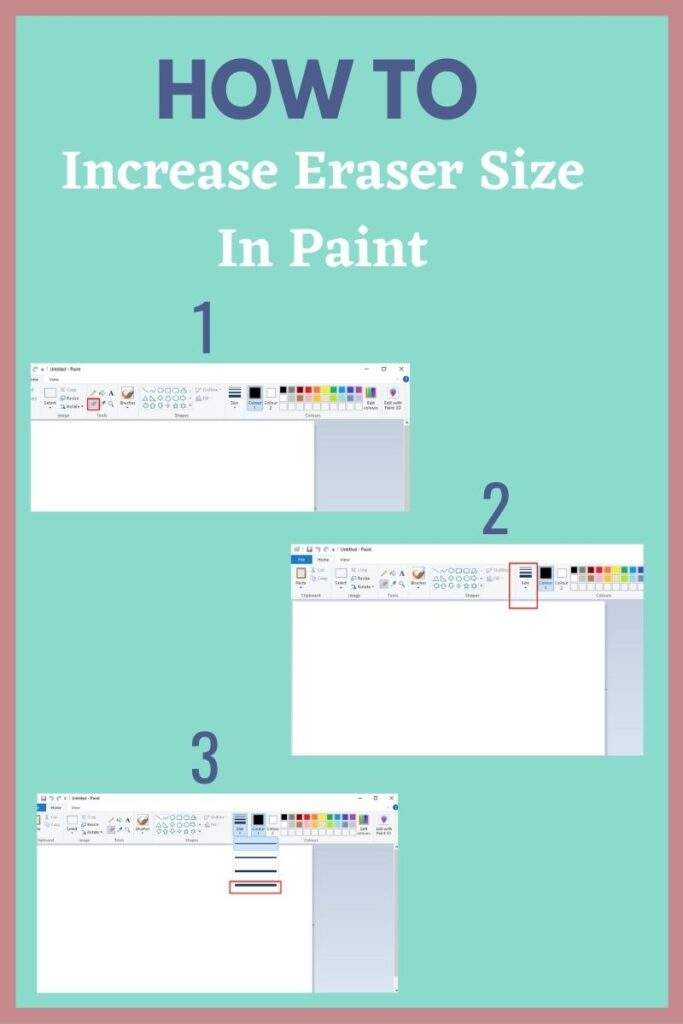 How to increase the size on eraser in paint