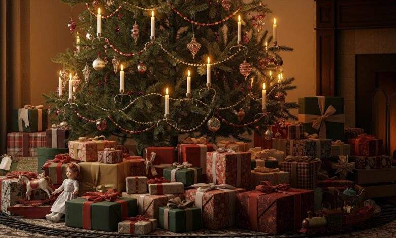 Christmas tree with wrapped gifts