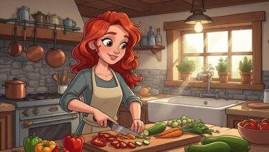 woman preparing vegetarian meal in kitchen