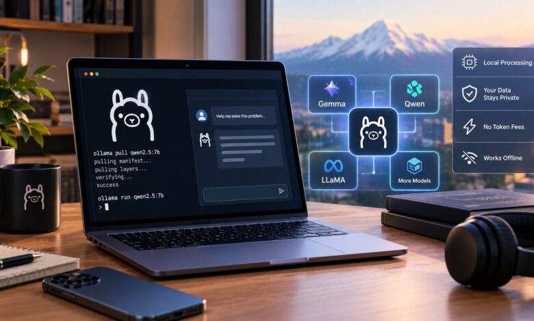 Local AI models running with Ollama on a developer workstation